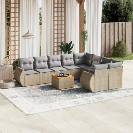 Garden sofa set with beige cushions 10 pieces synthetic rattan by , Garden sets - Ref: Foro24-3257494, Price: 651,77 €, Disco...