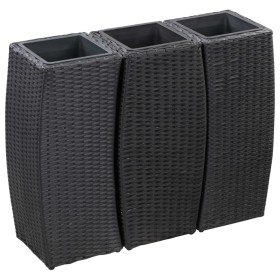 Set aus schwarzen synthetischen Rattanbetten 3-teilig von vidaXL, Töpfe und Pflanzgefäße - Ref: Foro24-46939, Preis: 161,87 €...