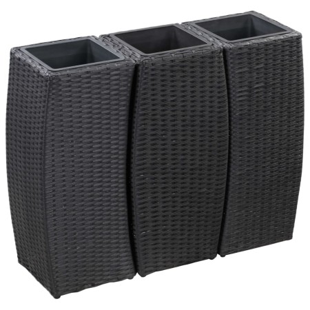 Conjunto de arriates de ratán sintético negro 3 piezas de vidaXL, Maceteros y jardineras - Ref: Foro24-46939, Precio: 161,87 ...