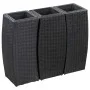 Set of 3 black synthetic rattan flower beds by vidaXL, Pots and planters - Ref: Foro24-46939, Price: 158,86 €, Discount: %