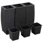 Set of 3 black synthetic rattan flower beds by vidaXL, Pots and planters - Ref: Foro24-46939, Price: 158,86 €, Discount: %