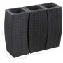 Set of 3 black synthetic rattan flower beds by vidaXL, Pots and planters - Ref: Foro24-46939, Price: 158,86 €, Discount: %