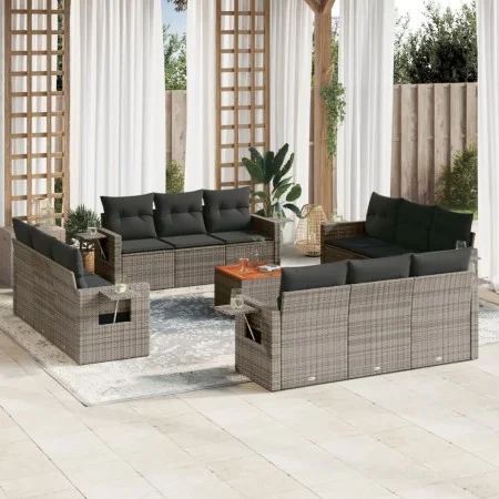 Garden sofa set with cushions 13 pieces gray synthetic rattan by , Modular outdoor sofas - Ref: Foro24-3224499, Price: 906,18...
