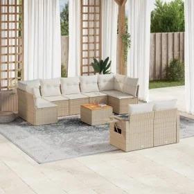 Garden sofa set with beige cushions 10 pieces synthetic rattan by , Modular outdoor sofas - Ref: Foro24-3224714, Price: 668,7...