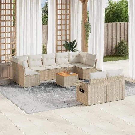 Garden sofa set with beige cushions 10 pieces synthetic rattan by , Modular outdoor sofas - Ref: Foro24-3224714, Price: 668,7...