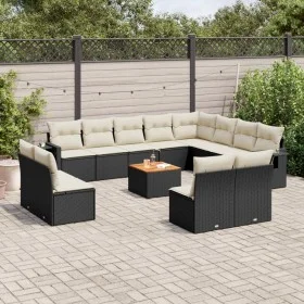 Garden sofa and cushion set 13 pieces black synthetic rattan by , Modular outdoor sofas - Ref: Foro24-3224810, Price: 757,91 ...