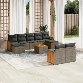 10-piece garden sofa set with gray synthetic rattan cushions by , Garden sets - Ref: Foro24-3228090, Price: 586,29 €, Discoun...