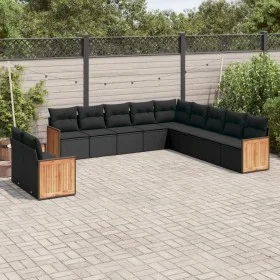 11-piece garden sofa set and black synthetic rattan cushions by , Garden sets - Ref: Foro24-3227805, Price: 708,37 €, Discoun...