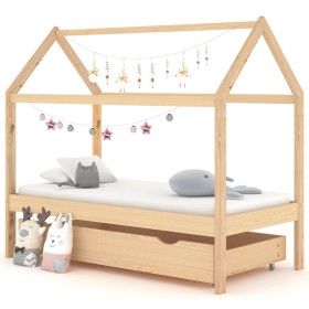 Estructura de cama infantil con cajón madera de pino 80x160 cm