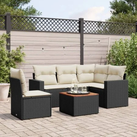 6-teiliges Gartensofa-Set und schwarze synthetische Rattankissen von , Gartensets - Ref: Foro24-3256455, Preis: 360,88 €, Rab...