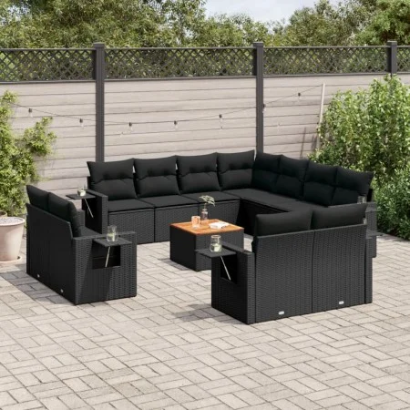 Garden sofa set 12 pieces with black synthetic rattan cushions by , Garden sets - Ref: Foro24-3257154, Price: 982,02 €, Disco...