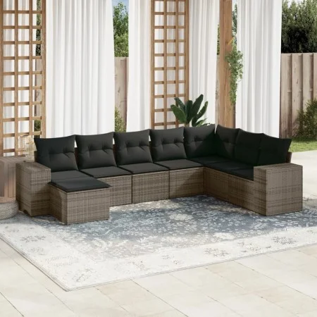 8-teiliges Gartensofa-Set und graue synthetische Rattankissen von , Gartensets - Ref: Foro24-3255297, Preis: 499,68 €, Rabatt: %