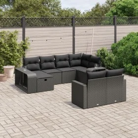 Set de sofás de jardín 10 pzas cojines ratán sintético negro by , Garden sets - Ref: Foro24-3266235, Price: 581,74 €, Discoun...