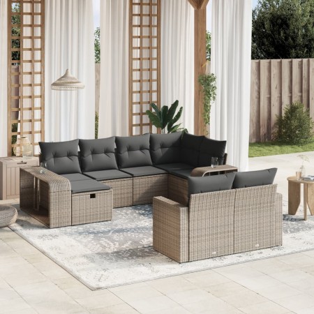 10-teiliges Gartensofa-Set mit grauen synthetischen Rattankissen von , Gartensets - Ref: Foro24-3266240, Preis: 538,20 €, Rab...