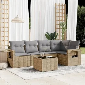 Garden sofa set with cushions 6 pieces beige synthetic rattan by , Garden sets - Ref: Foro24-3220138, Price: 385,86 €, Discou...