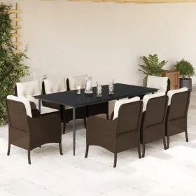 Garden dining set 9 pieces and brown synthetic rattan cushions by , Garden sets - Ref: Foro24-3211940, Price: 1,00 €, Discoun...