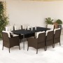 Set comedor para jardín 9 pzas y cojines ratán sintético marrón de , Conjuntos de jardín - Ref: Foro24-3211940, Precio: 1,00 ...