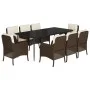 Set comedor para jardín 9 pzas y cojines ratán sintético marrón de , Conjuntos de jardín - Ref: Foro24-3211940, Precio: 1,00 ...