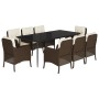 Set comedor para jardín 9 pzas y cojines ratán sintético marrón de , Conjuntos de jardín - Ref: Foro24-3211940, Precio: 1,00 ...
