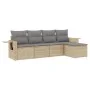 Garden sofa set with cushions 5 pieces beige synthetic rattan by , Garden sets - Ref: Foro24-3220088, Price: 302,84 €, Discou...