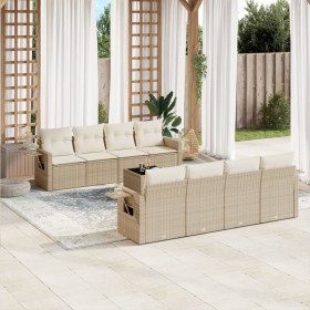 9-teiliges Gartensofa-Set mit beigen synthetischen Rattankissen von , Gartensets - Ref: Foro24-3219947, Preis: 597,49 €, Raba...