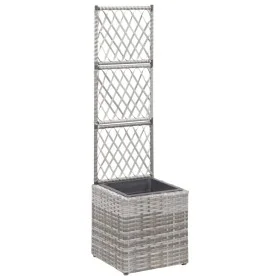 Trellis and flowerbed 1 pot gray synthetic rattan 30x30x107 cm by vidaXL, Pots and planters - Ref: Foro24-46933, Price: 64,43...