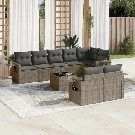 9-piece garden furniture set and gray synthetic rattan cushions by , Garden sets - Ref: Foro24-3220429, Price: 573,75 €, Disc...
