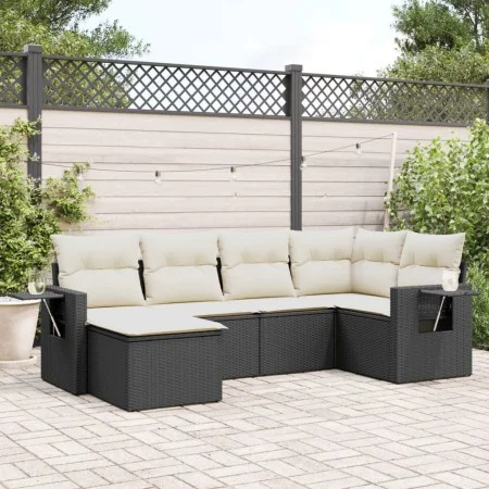 6-teiliges Gartensofa-Set und schwarze synthetische Rattankissen von , Gartensets - Ref: Foro24-3220455, Preis: 369,20 €, Rab...