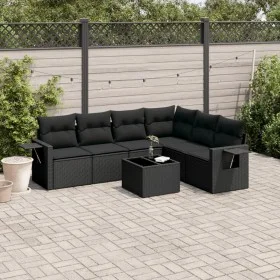 7-piece garden dining set and black synthetic rattan cushions by , Garden sets - Ref: Foro24-3220214, Price: 480,27 €, Discou...