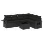 Set de comedor de jardín 7 pzas y cojines ratán sintético negro de , Conjuntos de jardín - Ref: Foro24-3220214, Precio: 442,05 €
