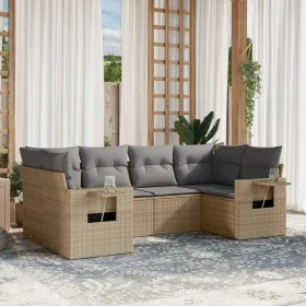 Garden sofa set with cushions 6 pieces beige synthetic rattan by , Garden sets - Ref: Foro24-3220578, Price: 391,81 €, Discou...