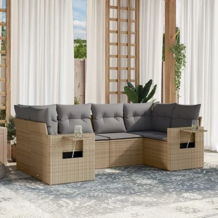Garden sofa set with cushions 6 pieces beige synthetic rattan by , Garden sets - Ref: Foro24-3220578, Price: 391,81 €, Discou...