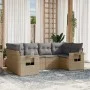 Garden sofa set with cushions 6 pieces beige synthetic rattan by , Garden sets - Ref: Foro24-3220578, Price: 391,81 €, Discou...