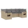 Garden sofa set with cushions 6 pieces beige synthetic rattan by , Garden sets - Ref: Foro24-3220578, Price: 391,81 €, Discou...