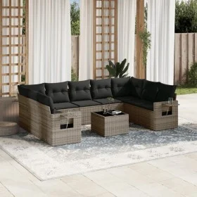 10-teiliges Gartensofa-Set mit grauen synthetischen Rattankissen von , Gartensets - Ref: Foro24-3220609, Preis: 591,23 €, Rab...