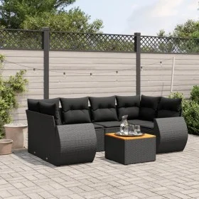 7-piece garden dining set and black synthetic rattan cushions by , Garden sets - Ref: Foro24-3257231, Price: 469,98 €, Discou...