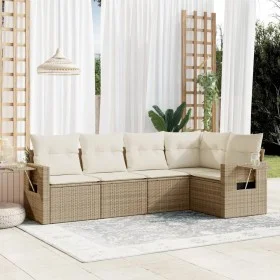 Gartensofa-Set mit Kissen, 5-teilig, beiges synthetisches Rattan von , Gartensets - Ref: Foro24-3220127, Preis: 379,65 €, Rab...