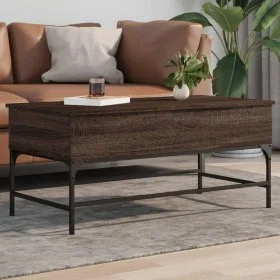 Brown oak metal engineered wood coffee table 100x50x45cm by , Coffee table - Ref: Foro24-845400, Price: 69,44 €, Discount: %