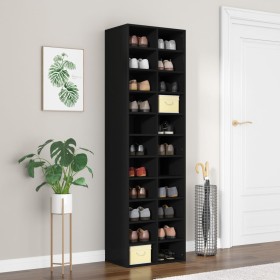 Black plywood shoe cabinet 54x34x183 cm by vidaXL, Shoe racks and shoe organizers - Ref: Foro24-800370, Price: 175,95 €, Disc...