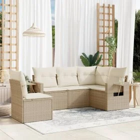 Gartensofa-Set mit Kissen, 5-teilig, beiges synthetisches Rattan von , Gartensets - Ref: Foro24-3220167, Preis: 379,65 €, Rab...