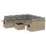 9-teiliges Gartensofa-Set mit beigen synthetischen Rattankissen von , Gartensets - Ref: Foro24-3219958, Preis: 542,75 €, Raba...
