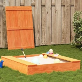Sandbox with lid solid brown pine wood 111x111x19.5 cm by , sandboxes - Ref: Foro24-844658, Price: 81,43 €, Discount: %