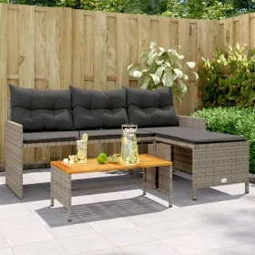 L-förmiges Gartensofa mit Tisch und grauen PE-Rattankissen von , Outdoor-Sofas - Ref: Foro24-365582, Preis: 233,43 €, Rabatt: %