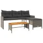 L-förmiges Gartensofa mit Tisch und grauen PE-Rattankissen von , Outdoor-Sofas - Ref: Foro24-365582, Preis: 233,42 €, Rabatt: %