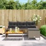 L-förmiges Gartensofa mit Tisch und grauen PE-Rattankissen von , Outdoor-Sofas - Ref: Foro24-365582, Preis: 221,71 €, Rabatt: %