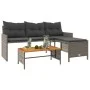L-förmiges Gartensofa mit Tisch und grauen PE-Rattankissen von , Outdoor-Sofas - Ref: Foro24-365582, Preis: 233,42 €, Rabatt: %