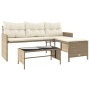 L-förmiges Gartensofa mit beigem PE-Rattantisch und Kissen von , Outdoor-Sofas - Ref: Foro24-365575, Preis: 240,63 €, Rabatt: %