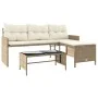 L-shaped garden sofa with beige PE rattan table and cushions by , Outdoor sofas - Ref: Foro24-365575, Price: 246,09 €, Discou...