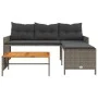 L-förmiges Gartensofa mit Tisch und grauen PE-Rattankissen von , Outdoor-Sofas - Ref: Foro24-365582, Preis: 233,42 €, Rabatt: %