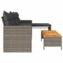 L-förmiges Gartensofa mit Tisch und grauen PE-Rattankissen von , Outdoor-Sofas - Ref: Foro24-365582, Preis: 233,42 €, Rabatt: %